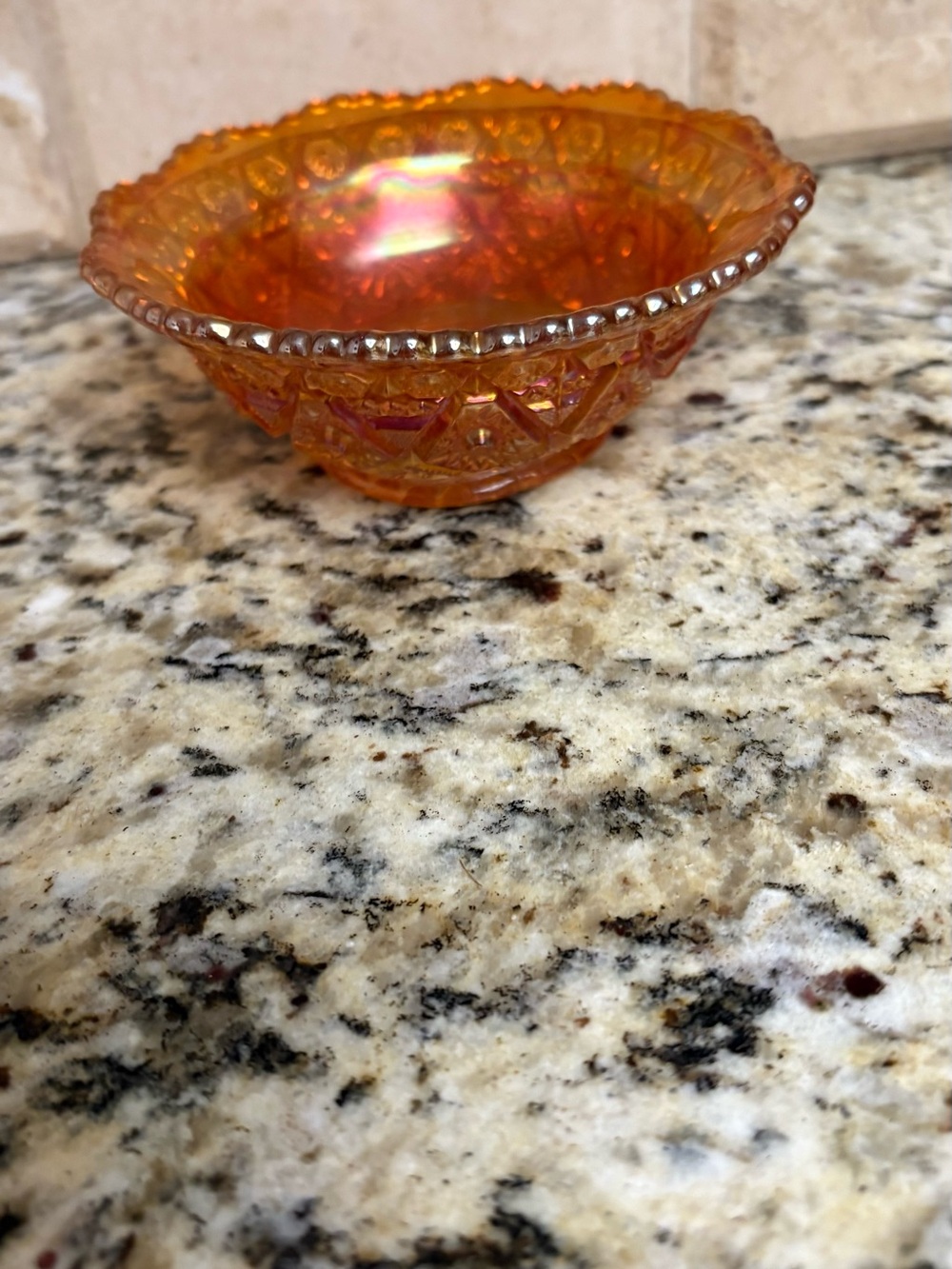 Carnival Glass Amber Iridescent Decorative Bowl - Home Accents